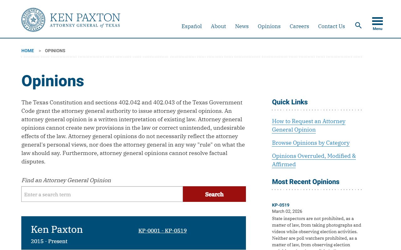 Texas Attorney General opinion search - Texas court docket records