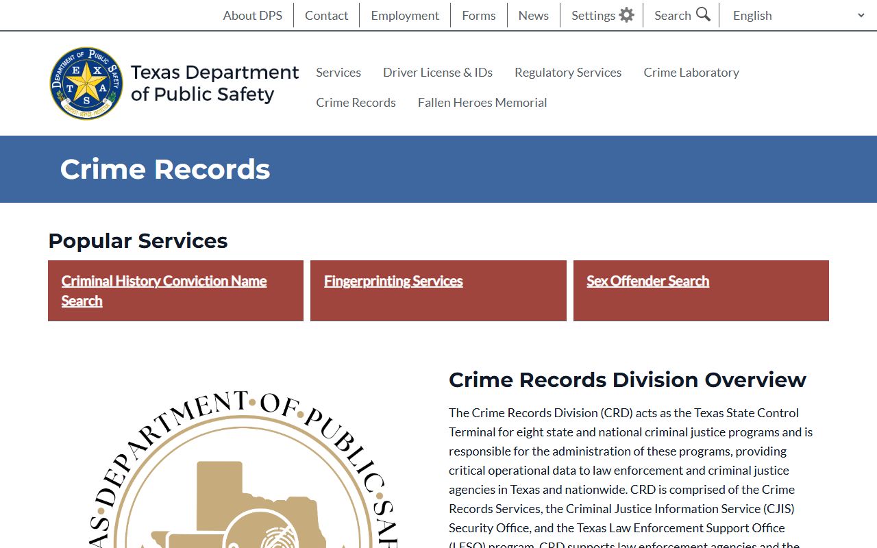 Texas DPS Crime Records Service - Texas court docket records