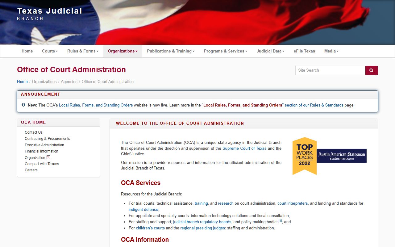 Texas Office of Court Administration - Texas court docket records